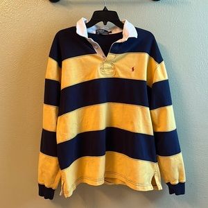 Vintage Polo Ralph Lauren Stripe Long Sleeve Rugby Jersey Shirt Large XL